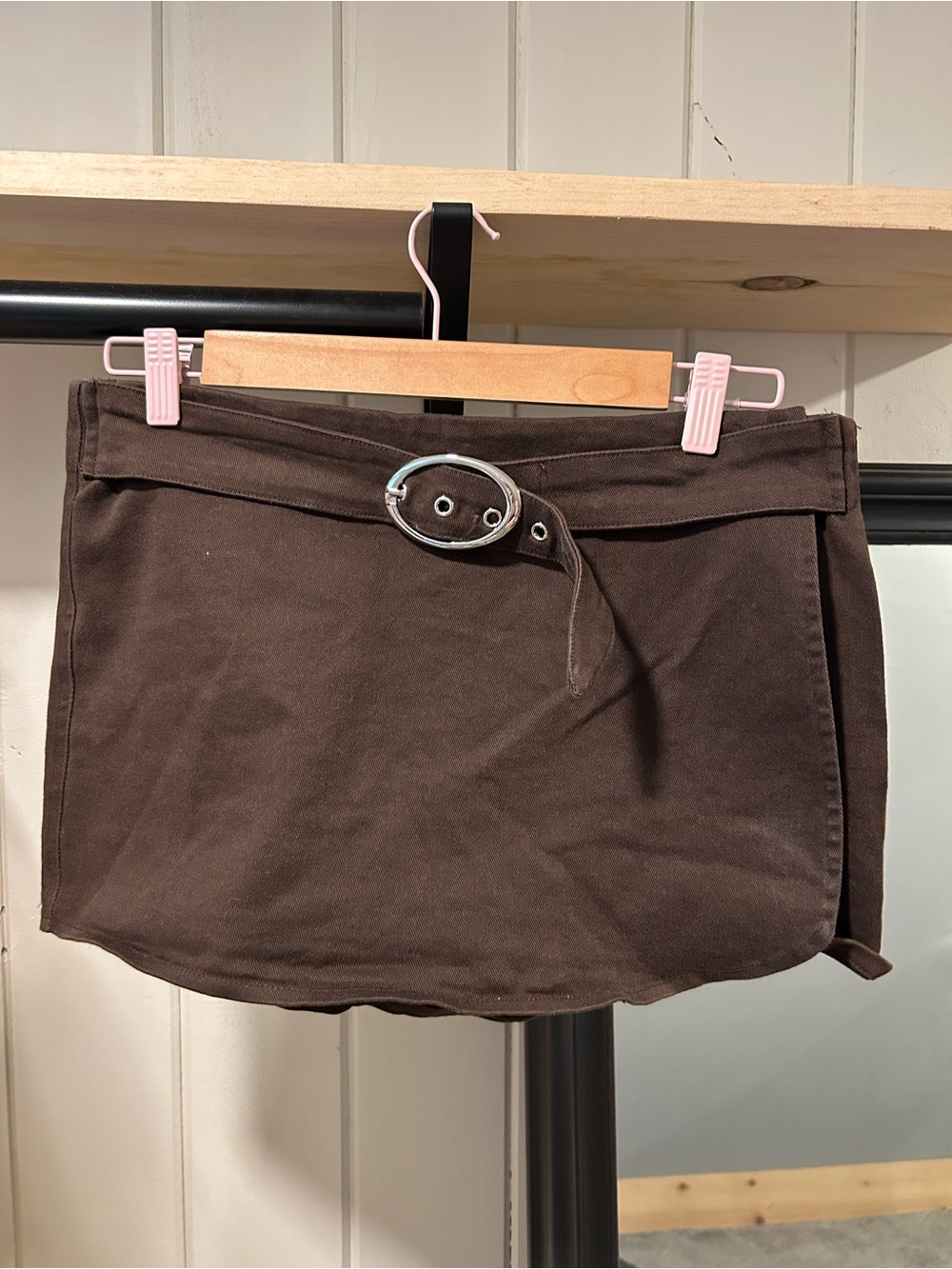 Y2K Windsor Brown Mini Skirt with Belt - L